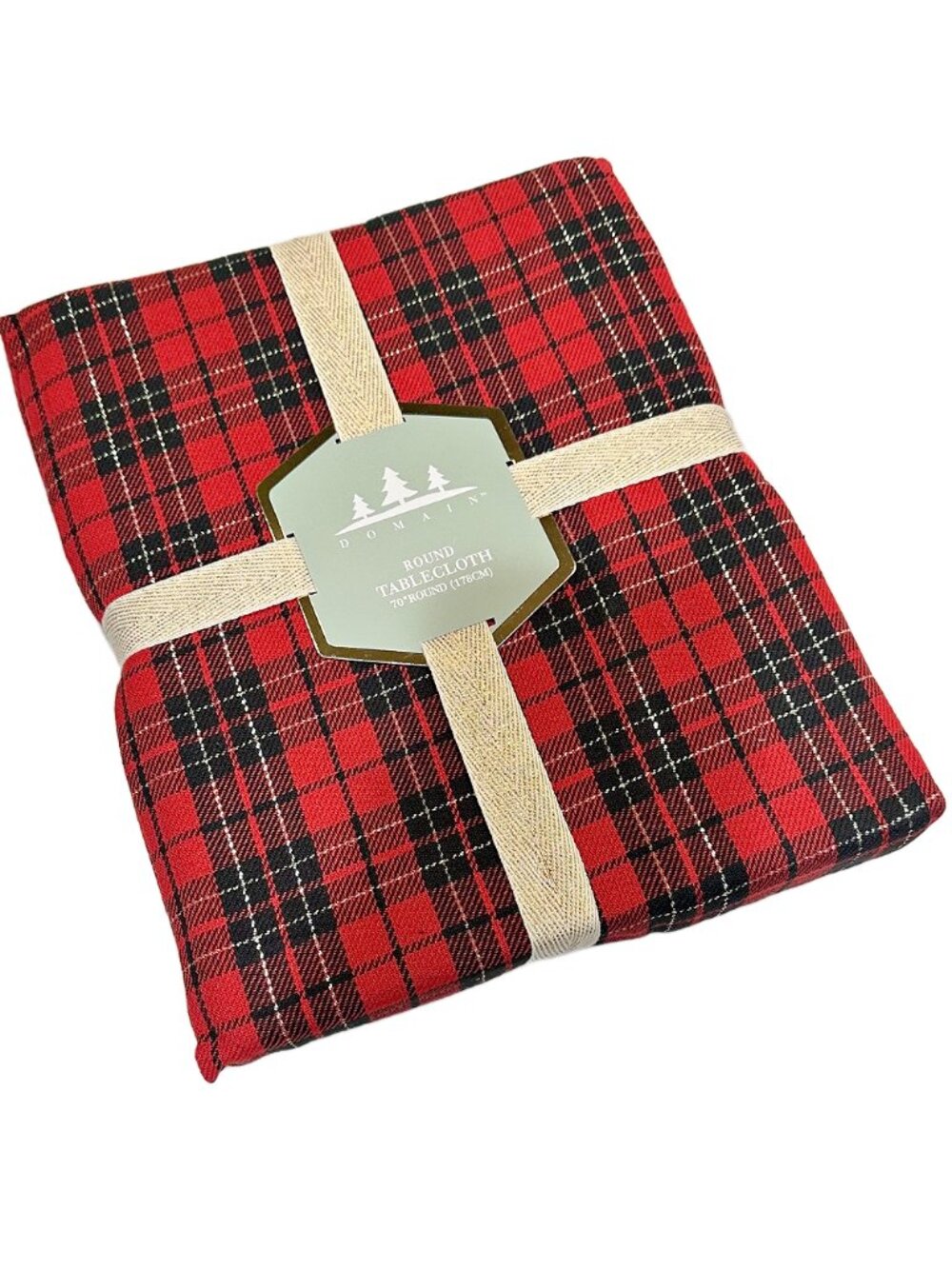 Christmas Holiday Luxury Tablecloth Plaid | 70" Round